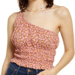 BP. One Shoulder Pink Floral Top